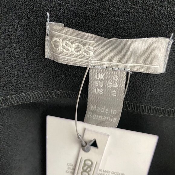 Asos Pleated Shoulder‎ Pencil Dress Size 2 Black Polyester Blend NWT DR-1524 - Picture 8 of 12